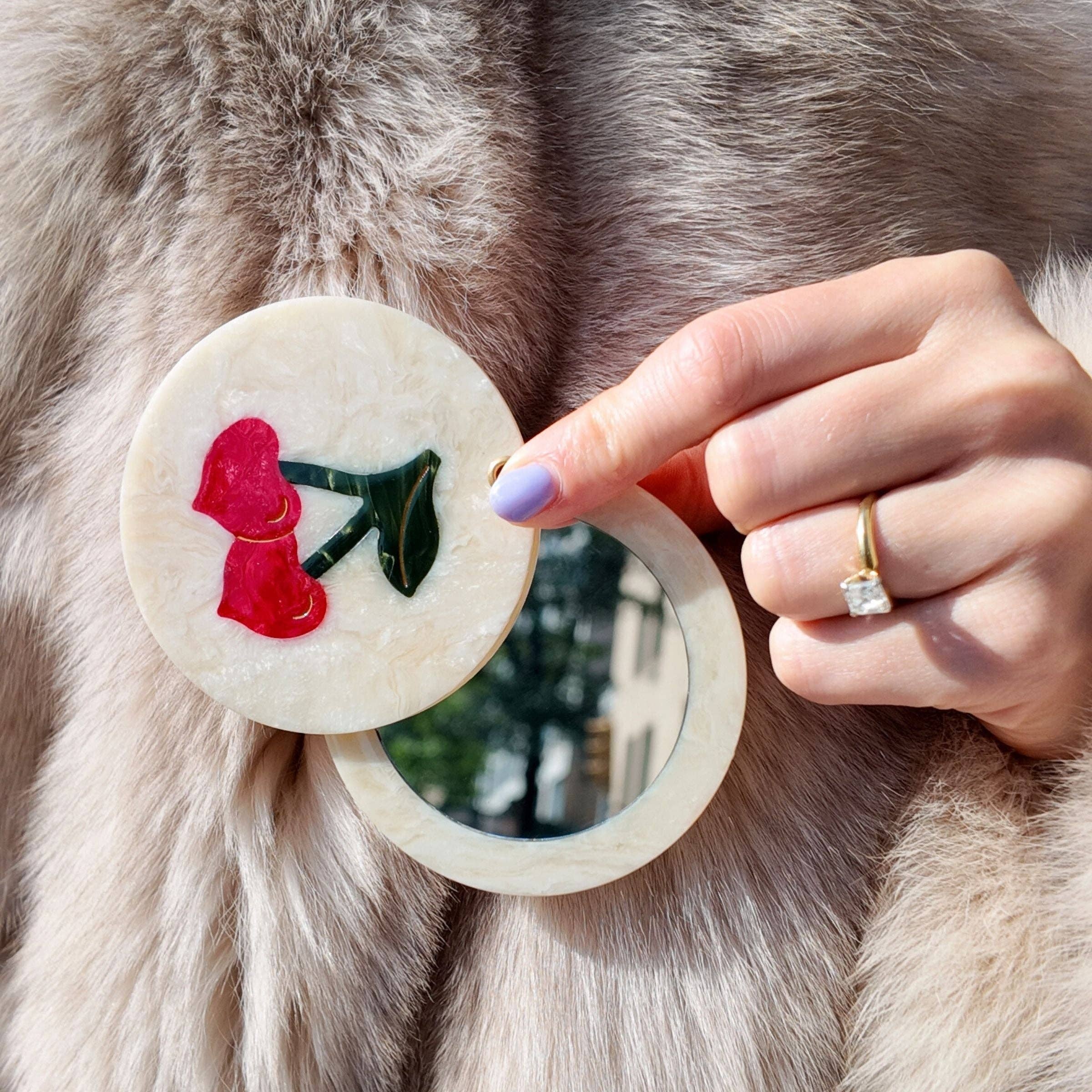 Compact Mirror (Cherry Hearts)