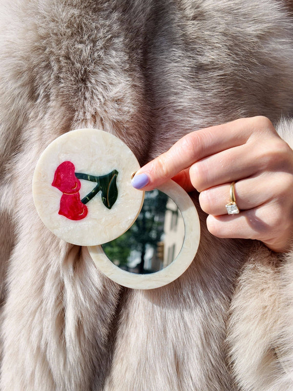 Compact Mirror (Cherry Hearts)
