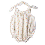 Organic Tie Shoulder Bubble Romper (Spring Weave)