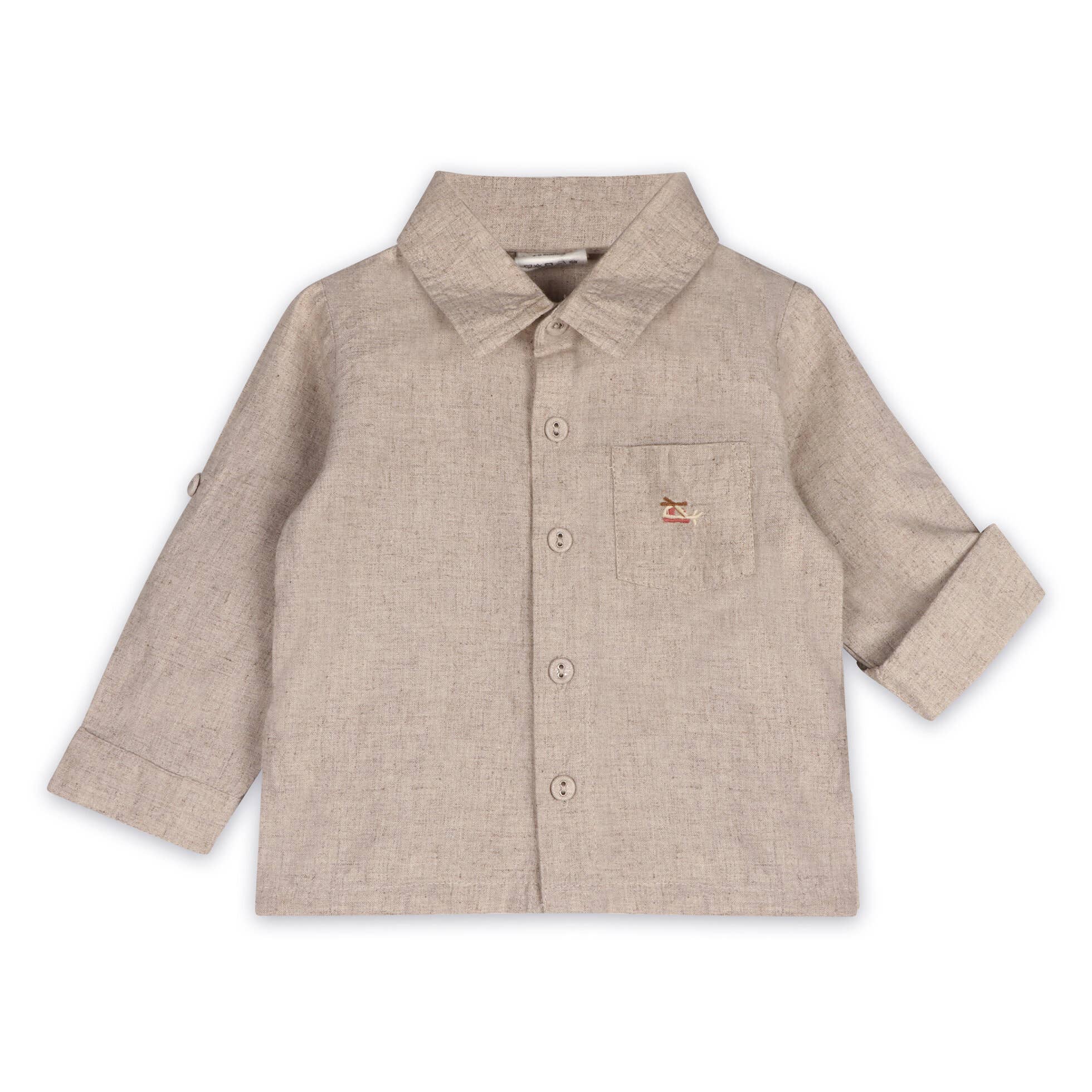 Positano Linen Baby Shirt & Corduroy Pants (Natural/Brown)