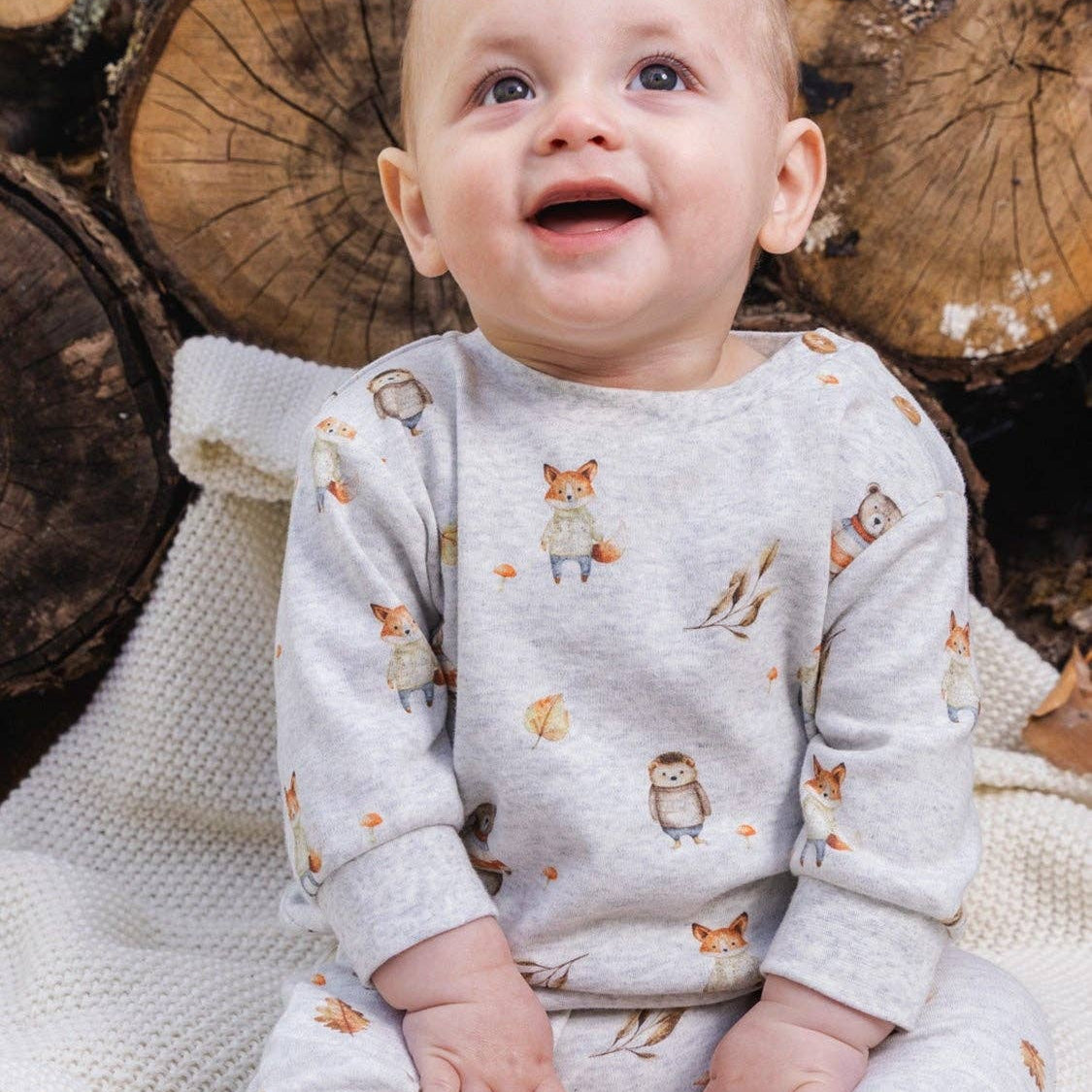 Organic Cotton Pants and Top Set (Beige Animal Print)