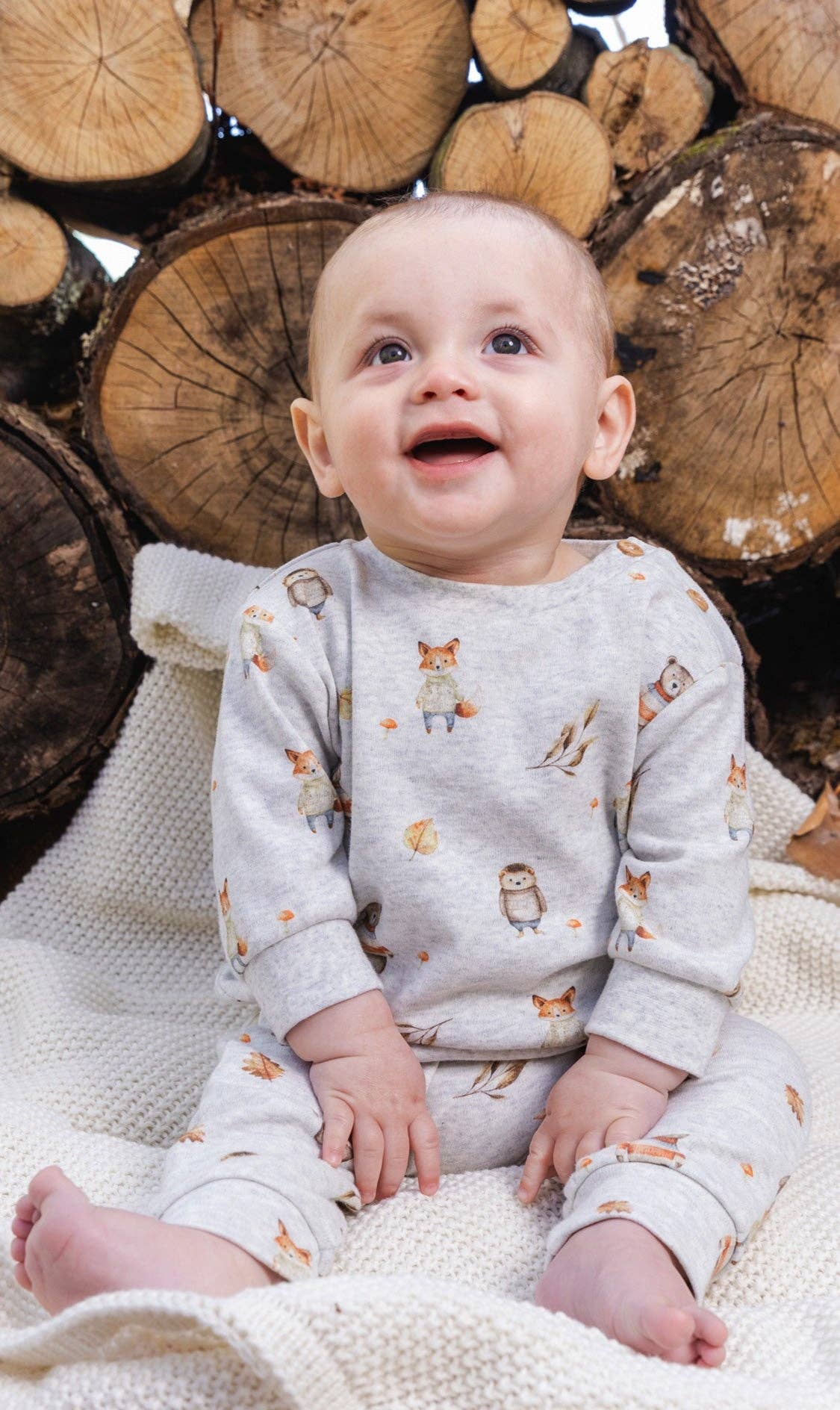 Organic Cotton Pants and Top Set (Beige Animal Print)