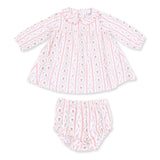 Long Sleeve Petal Collar Dress and Bloomer (Marnie Rosebud Stripe)