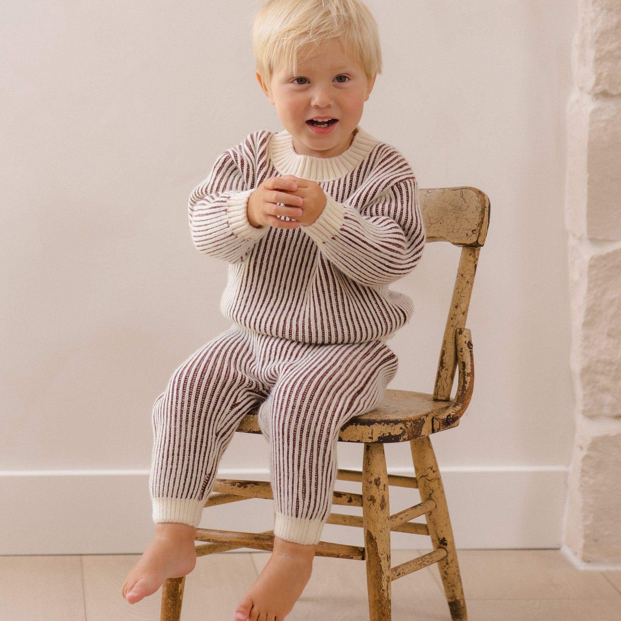 Relaxed Knit Sweater (Black Cherry Stripe)