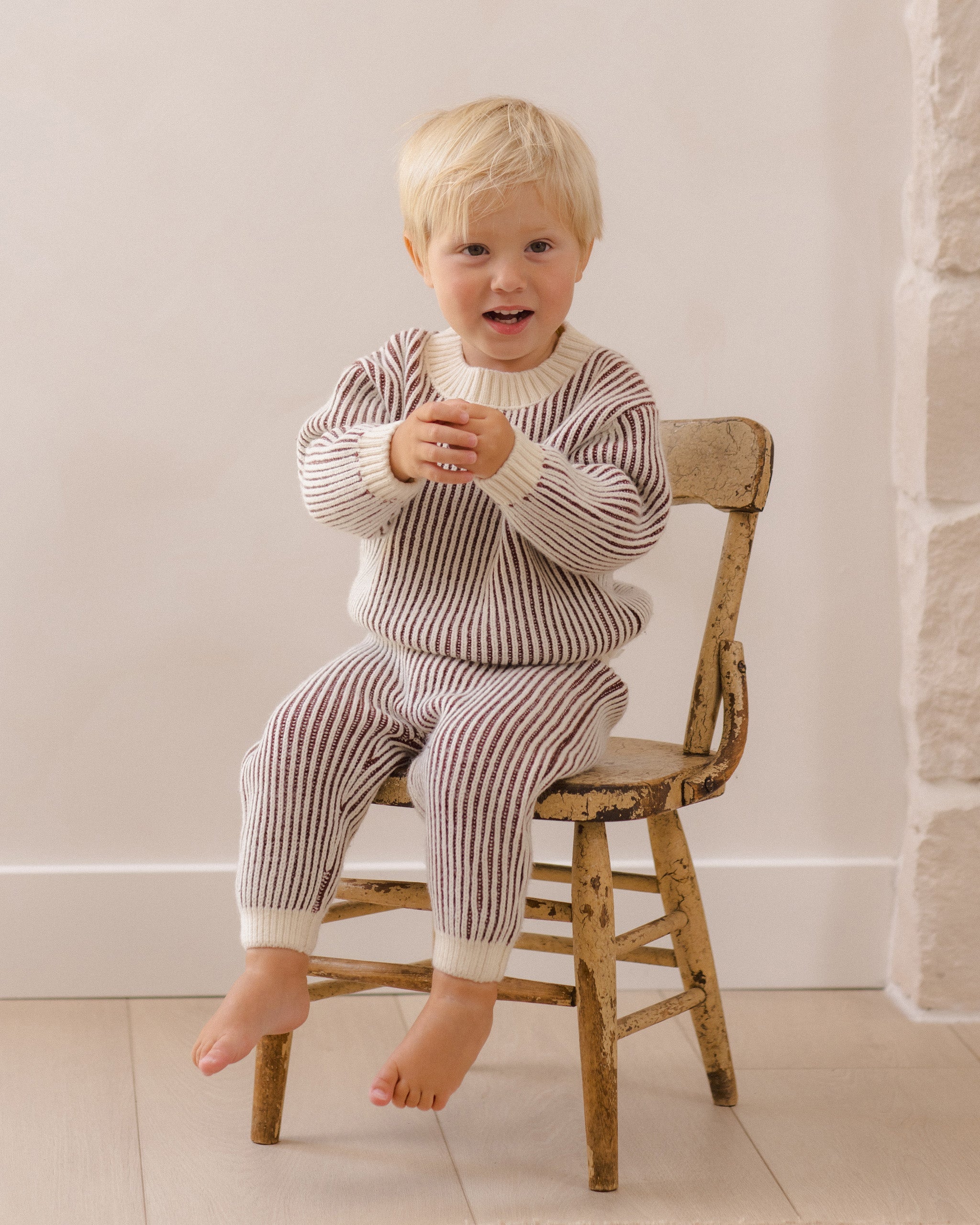 Relaxed Knit Sweater (Black Cherry Stripe)