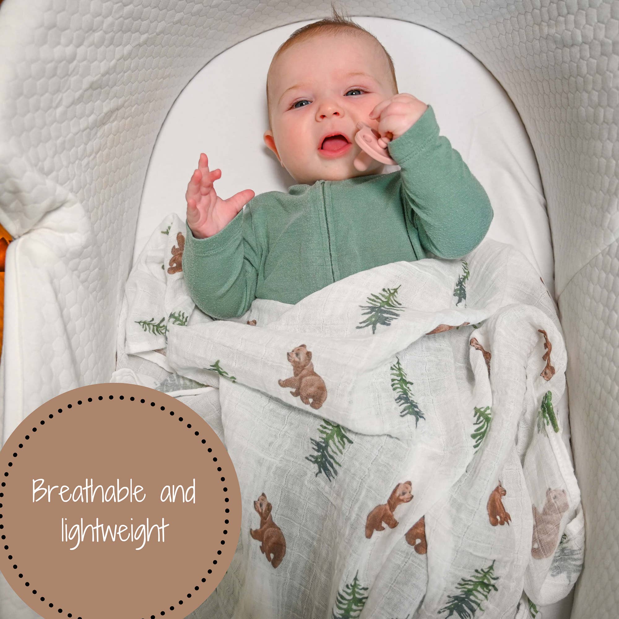 Muslin Swaddle Blanket (Baby Bear)