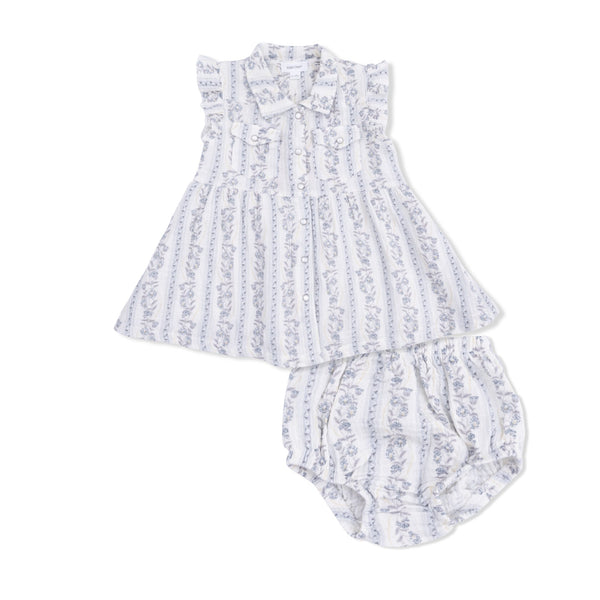 Western Pearl Snap Dress & Bloomer (Kimberly Floral Stripe)