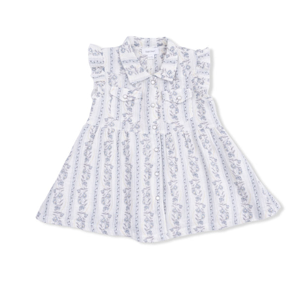 Western Pearl Snap Dress & Bloomer (Kimberly Floral Stripe)