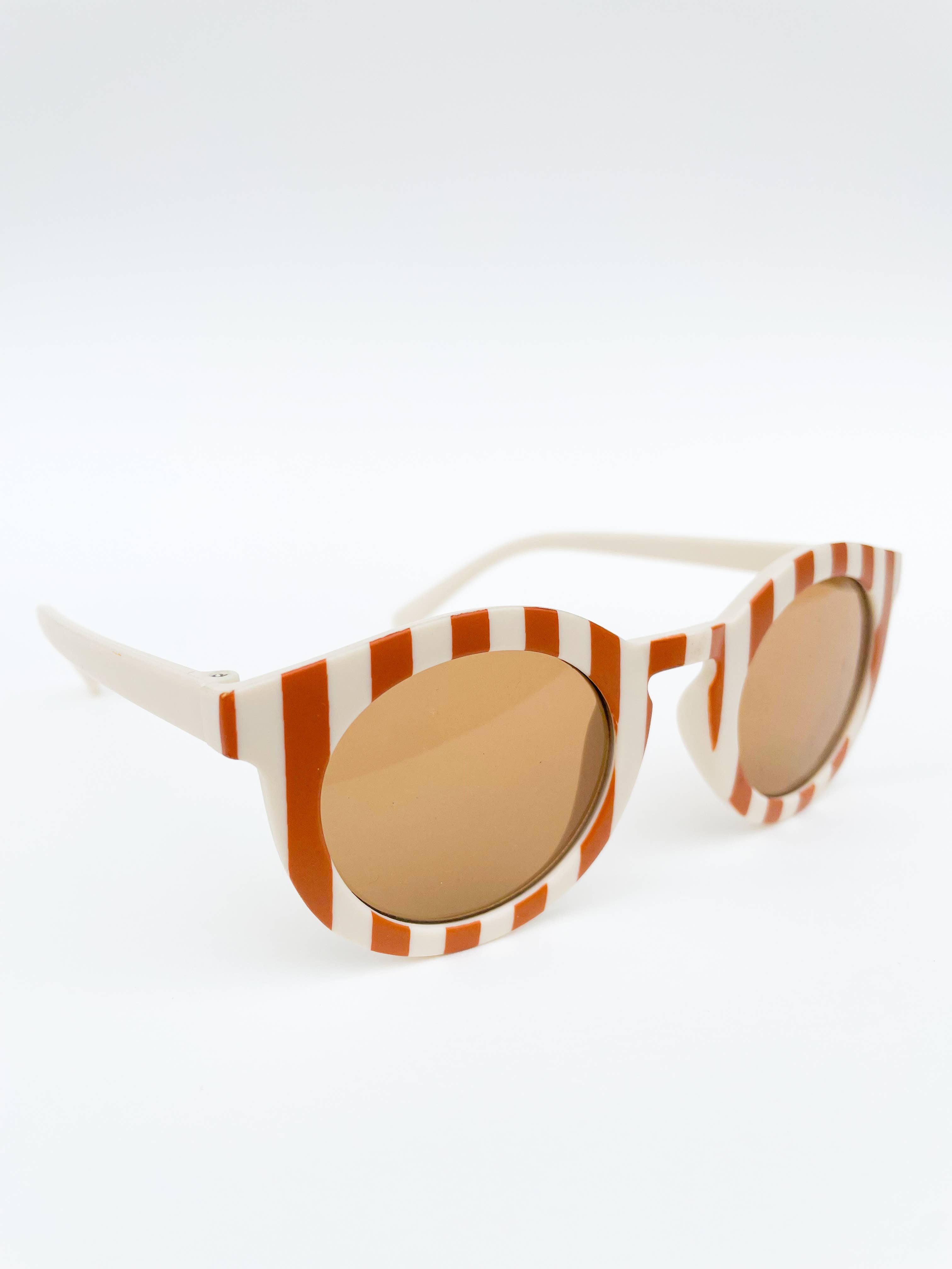 Cream & Tan Stripe Toddler Sunglasses