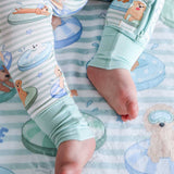 Convertible Zip Romper (Poolside Pups Blue)