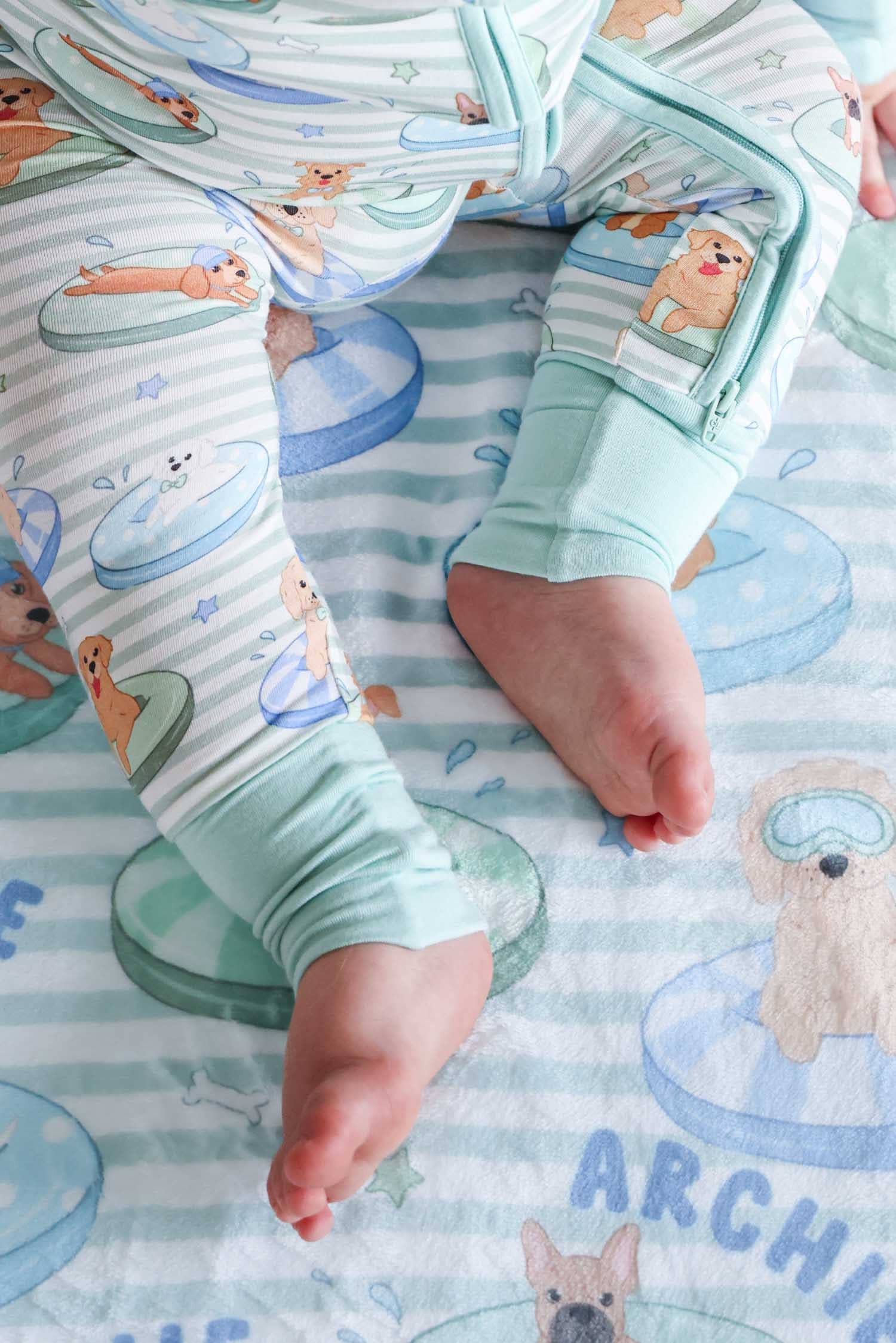 Convertible Zip Romper (Poolside Pups Blue)