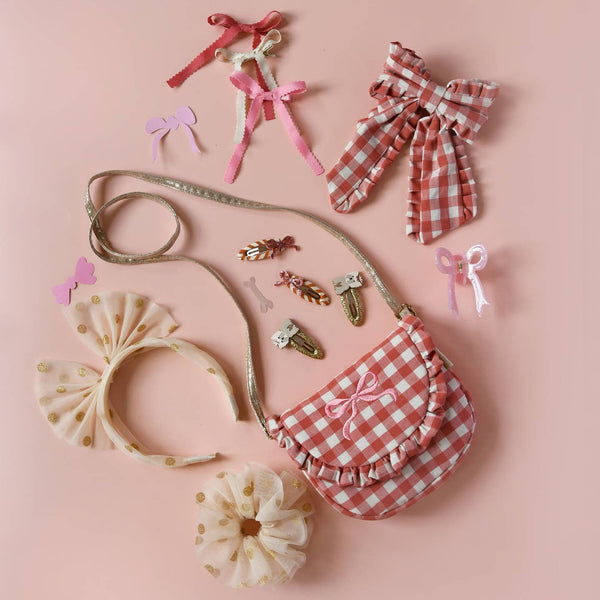 Gingham Ruffle Bow Bag