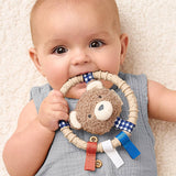Teething Ring with Plush Character (Taupe Bear)