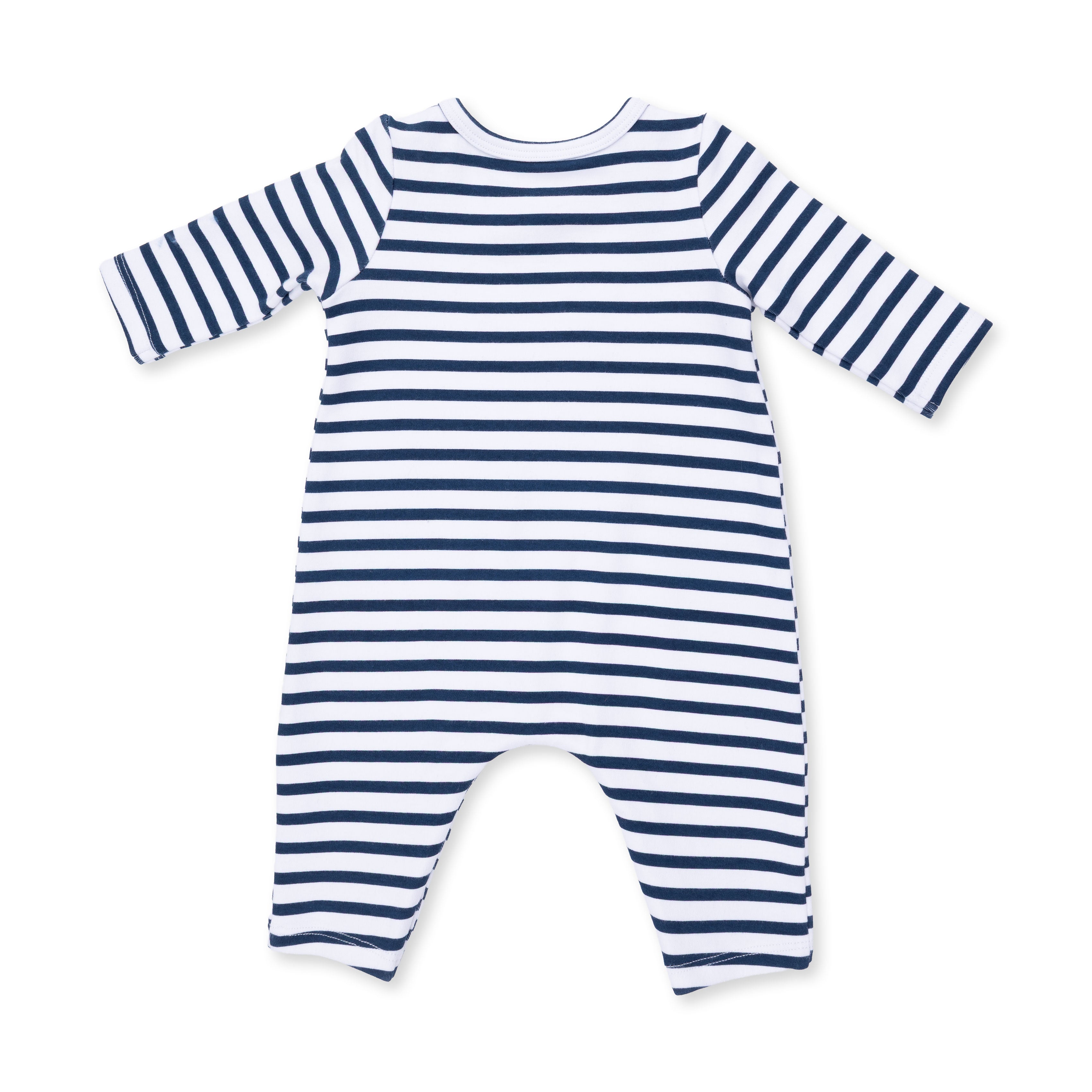 Long Sleeve Snap Shoulder Romper (Football Navy)