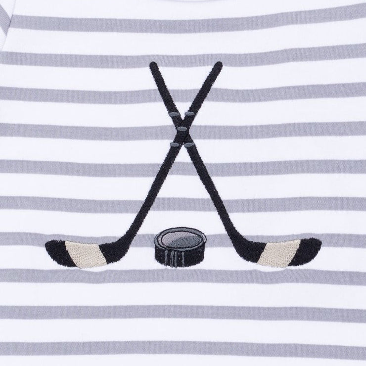 Long Sleeve Snap Shoulder Romper (Hockey)