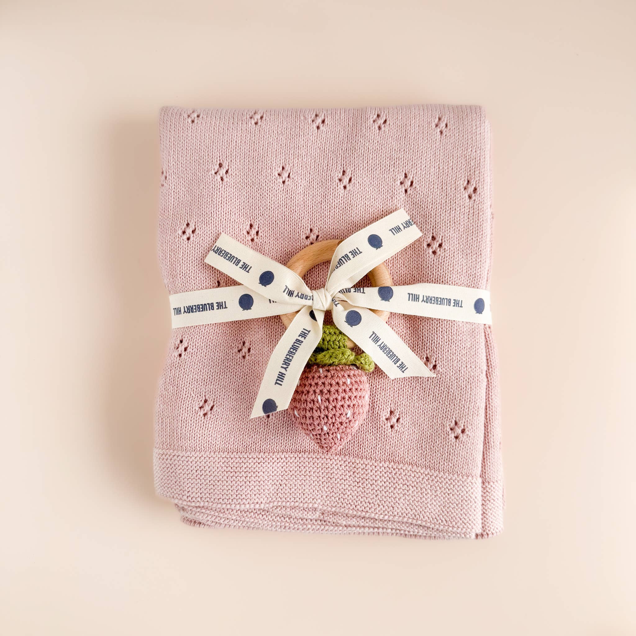 Teether Crochet Rattle Toy (Strawberry Pink)