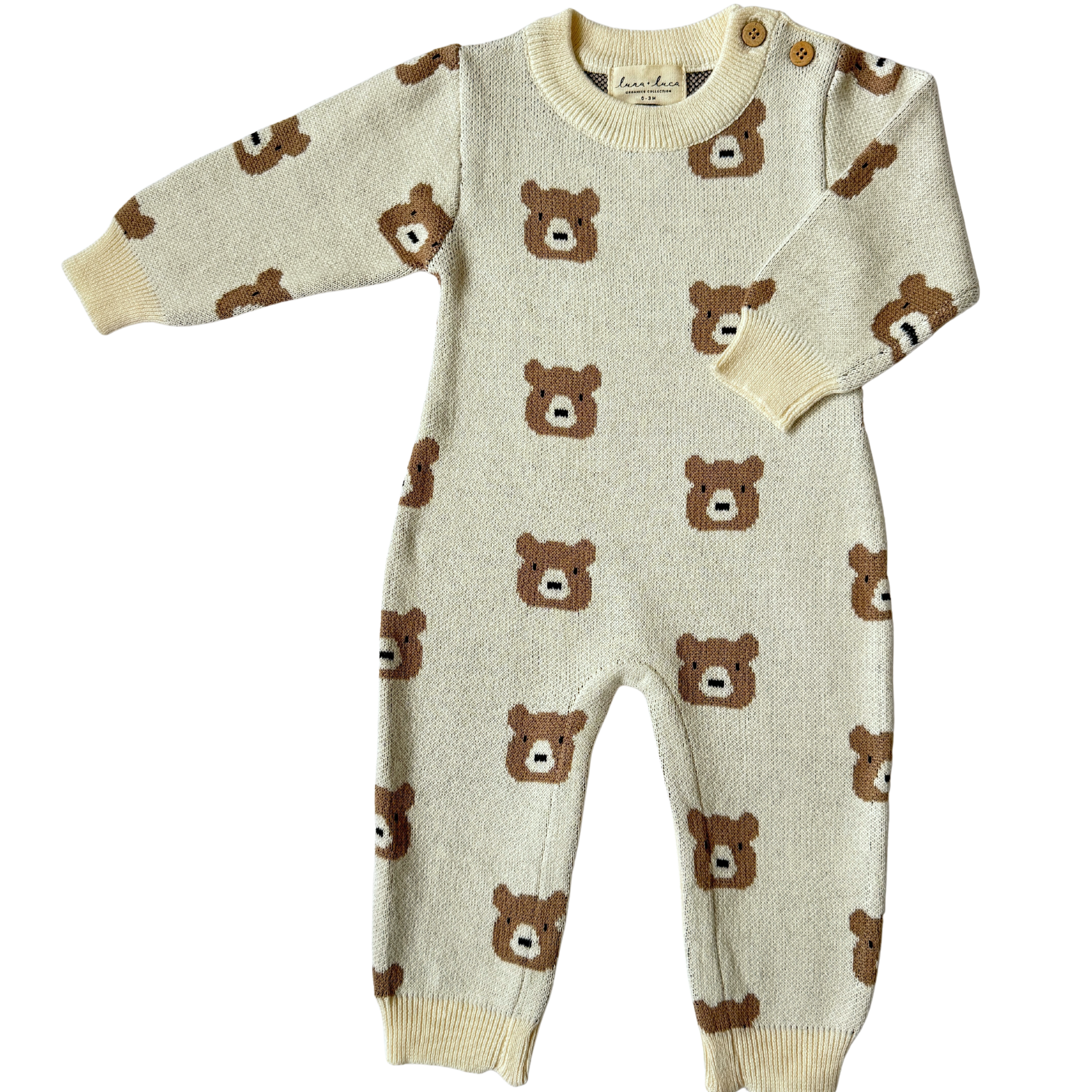 Little Bear Jacquard Jumpsuit (Cream)