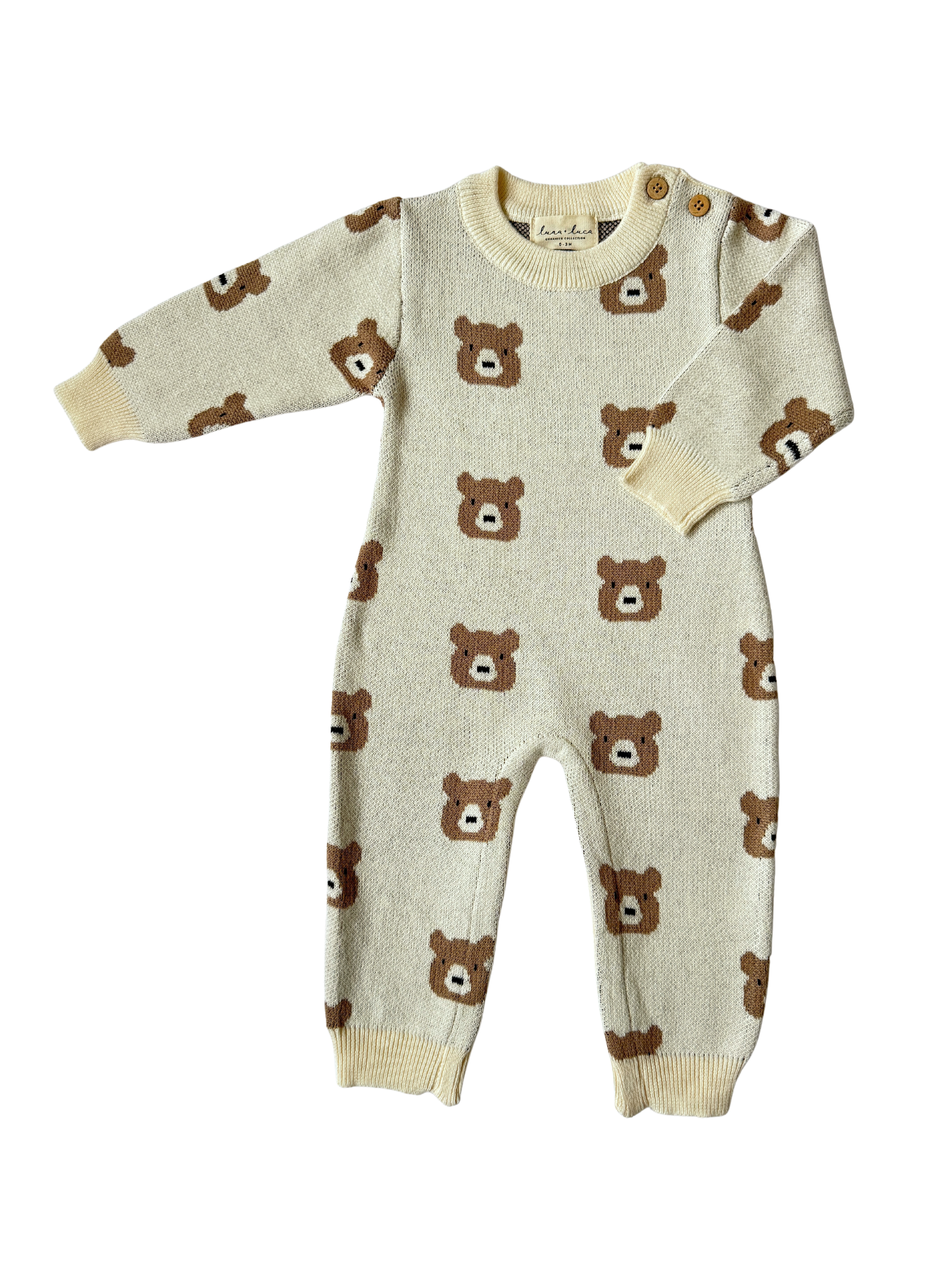 Little Bear Jacquard Jumpsuit (Cream)