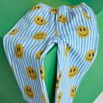 Striped Denim Smiley Pant