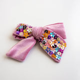 Velvet Sparkle Hair Bow (Pink)