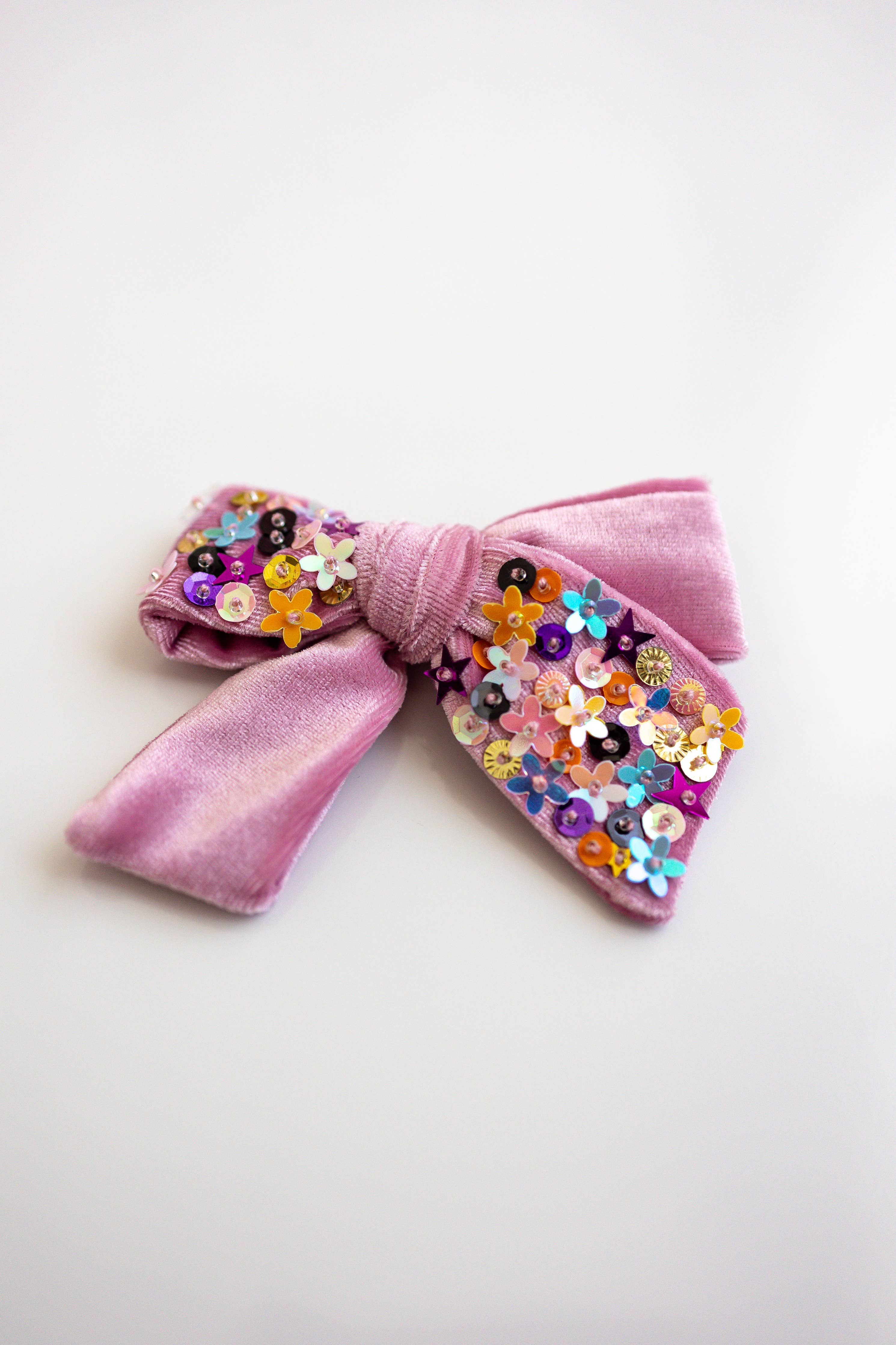 Velvet Sparkle Hair Bow (Pink)