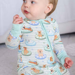 Convertible Zip Romper (Poolside Pups Blue)