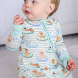 Convertible Zip Romper (Poolside Pups Blue)