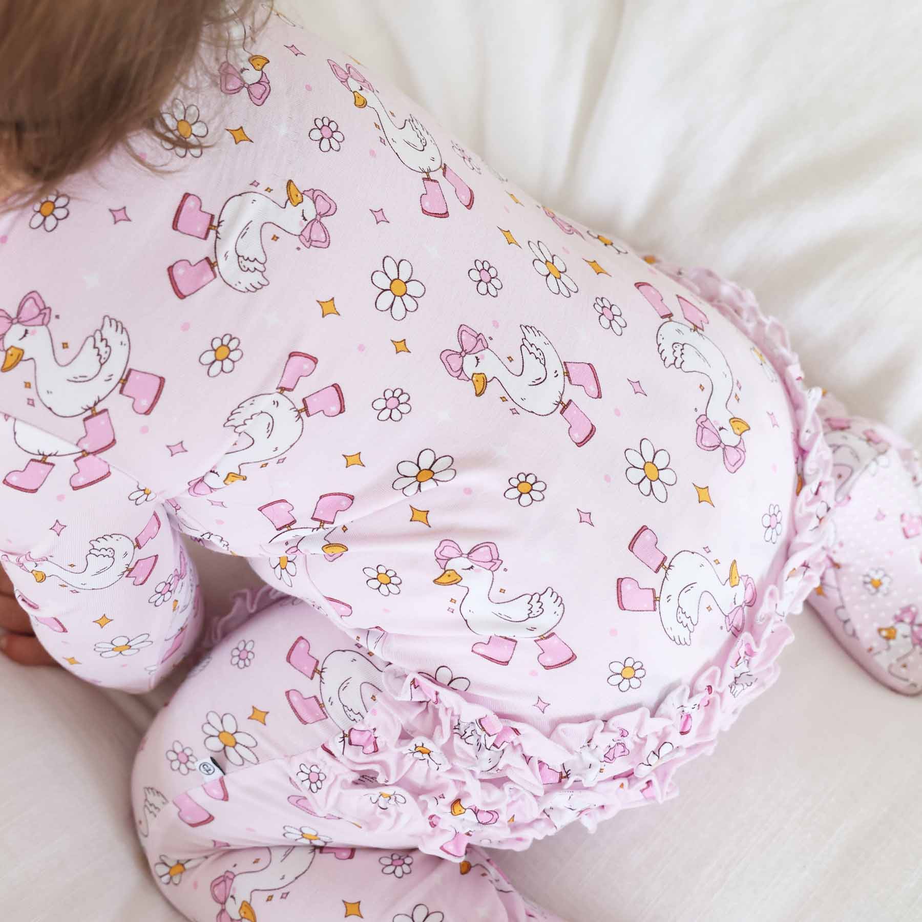 Ruffle Zipper Footie (Silly Goose)