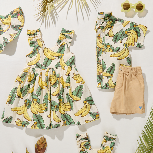 Baby Girls Sun Hat (Banana Leaves)