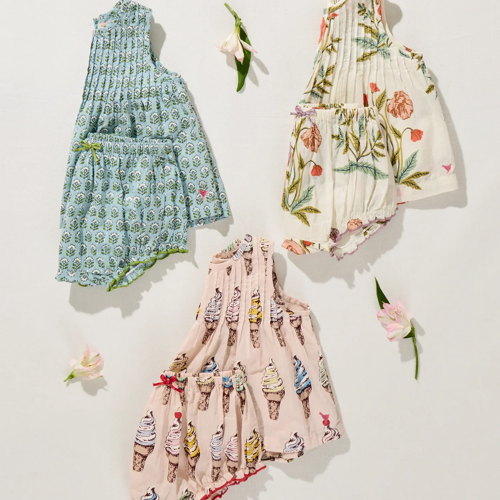 Baby Girls Jaipur 2-Pc Set (Blue Prairie Block Print)