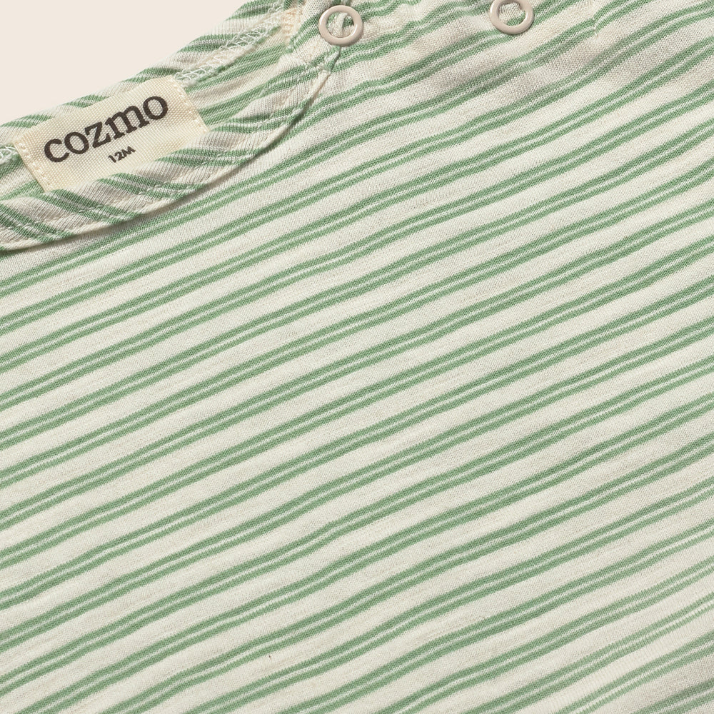 Striped Slub Cotton T-Shirt (Green)