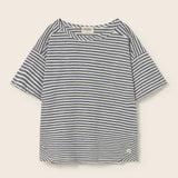 Striped Slub Cotton T-Shirt (Navy)