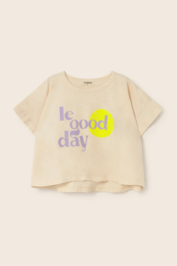Soft Slub Cotton Print T-Shirt Le Good Day (Ivory)