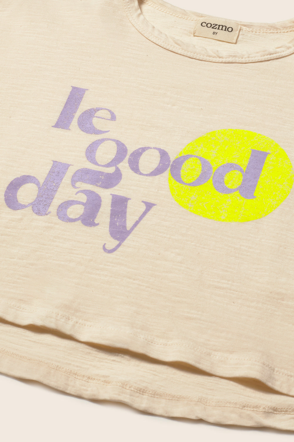 Soft Slub Cotton Print T-Shirt Le Good Day (Ivory)