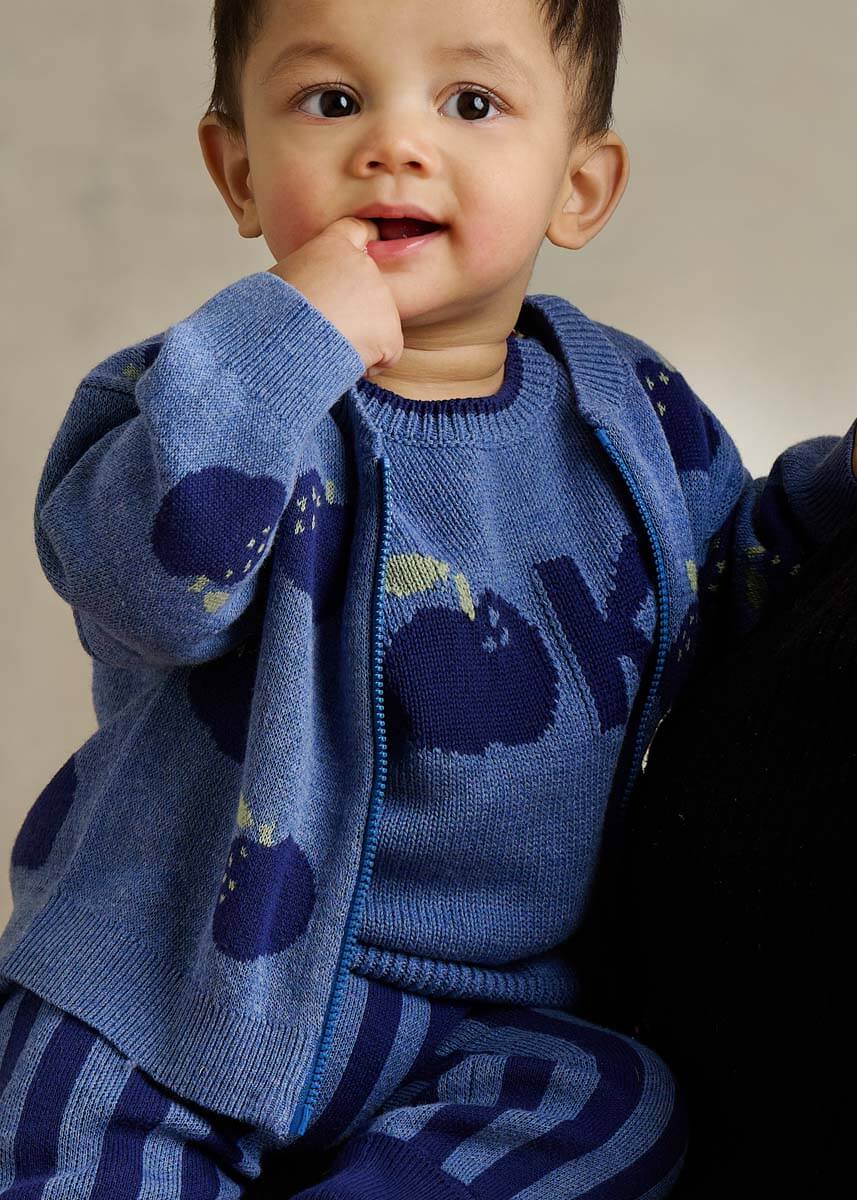 Aymer Apple Knit Cardigan (Dusty Blue)