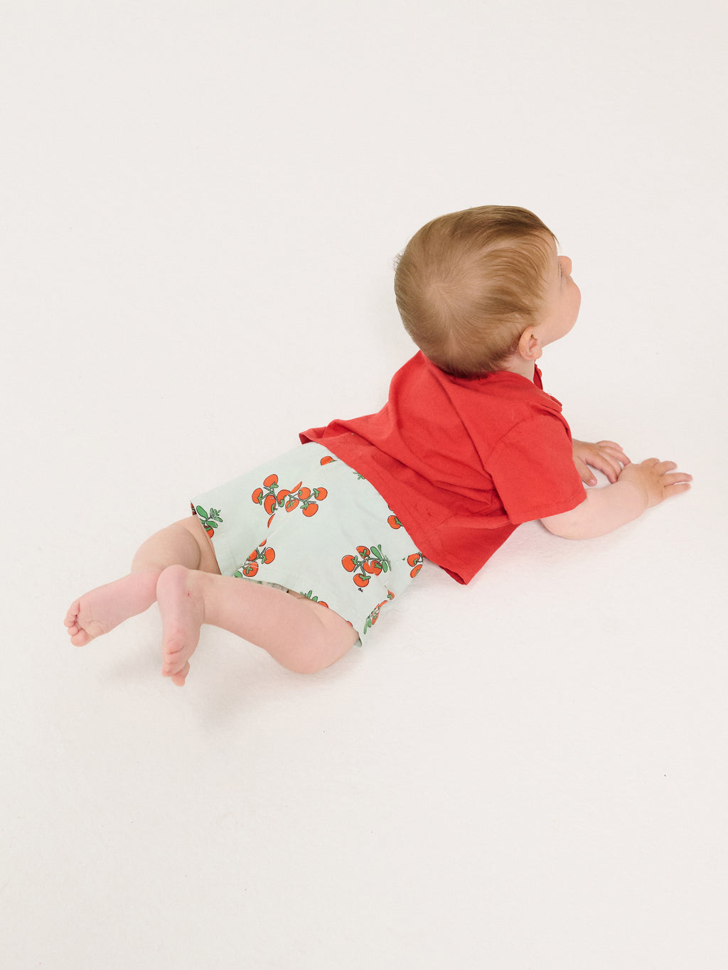 Juicy Tomatoes All Over Baby Shorts (Light Blue)