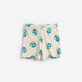 Pixel Flowers All Over Bike Short (White)