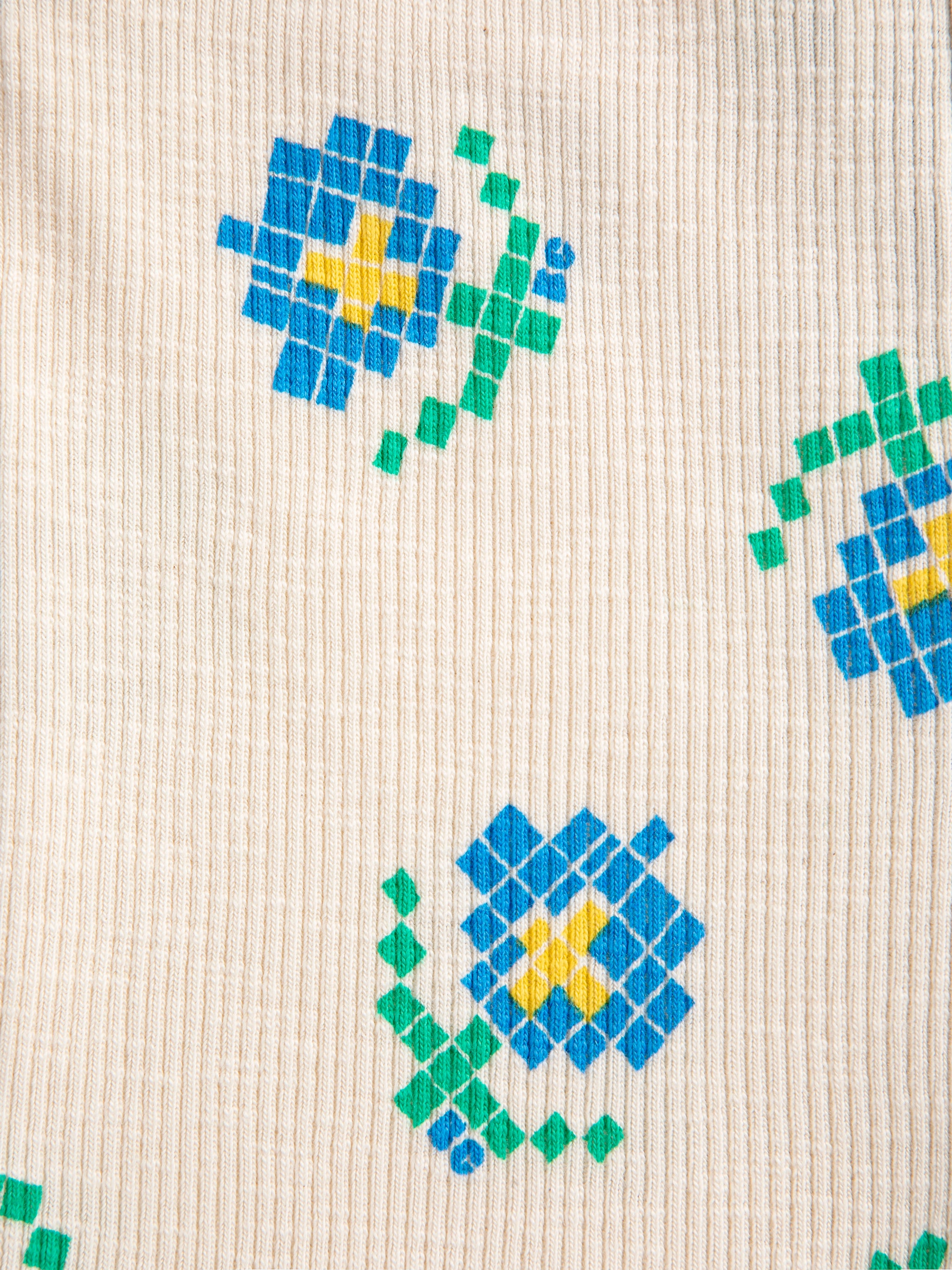 Pixel Flowers All Over Bike Short (White)