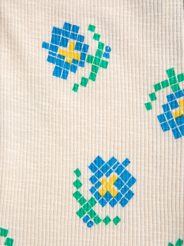 Pixel Flowers All Over Bike Short (White)