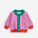 Color Block Open Work Cardigan (Multicolor)