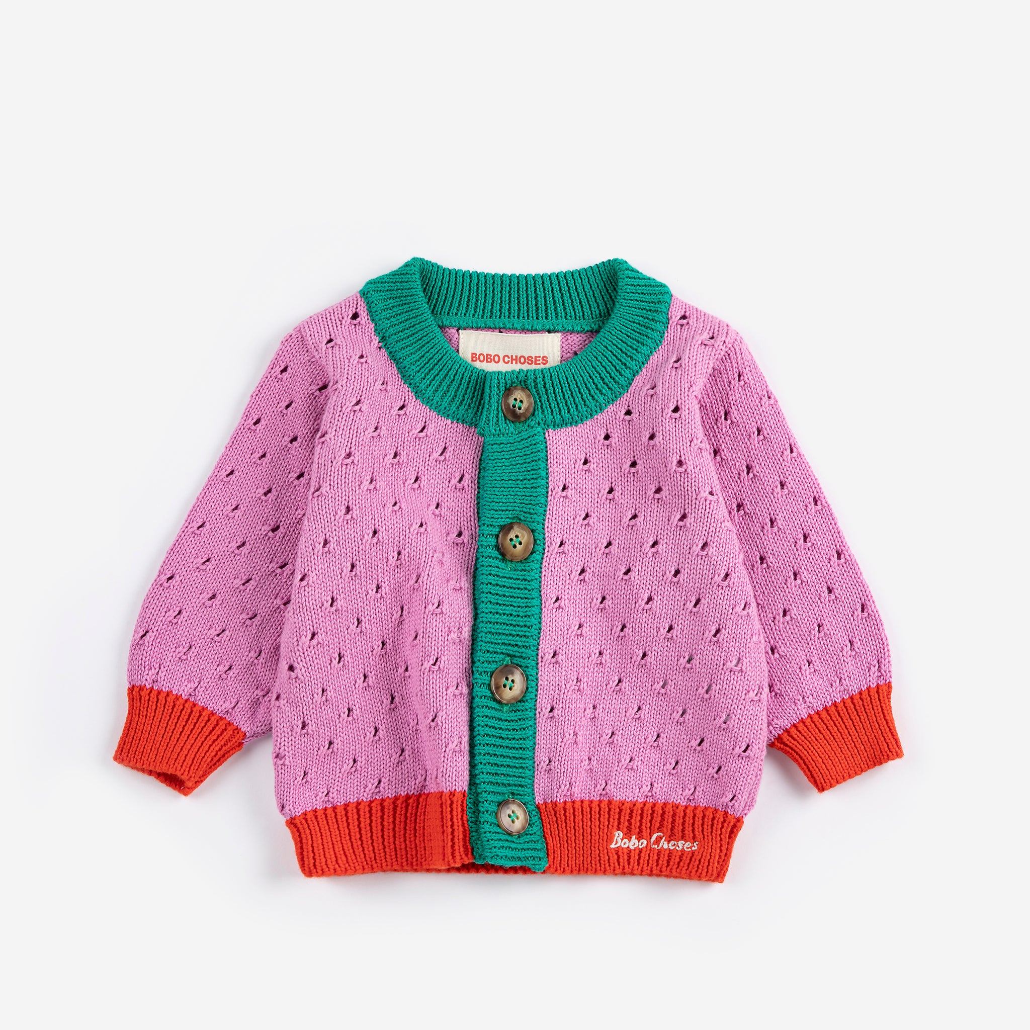 Color Block Open Work Cardigan (Multicolor)