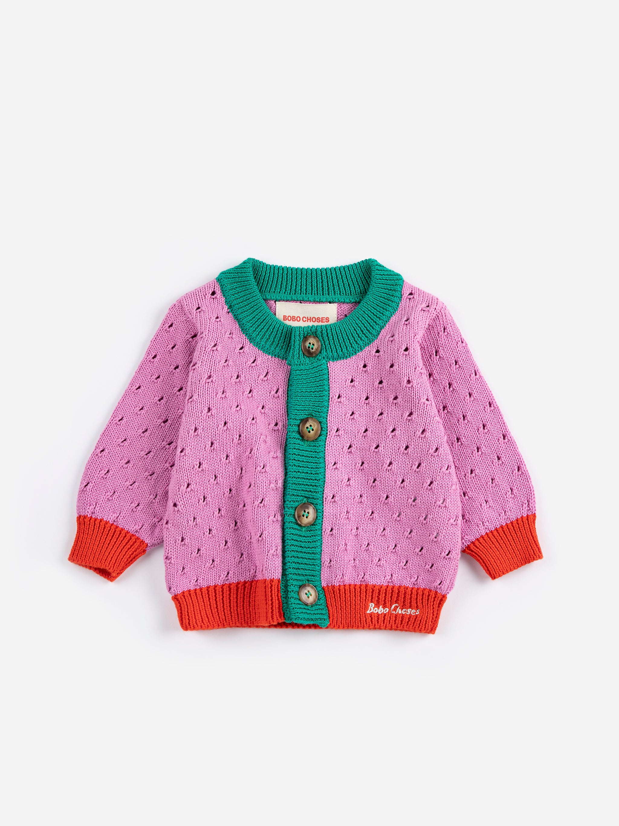 Color Block Open Work Cardigan (Multicolor)