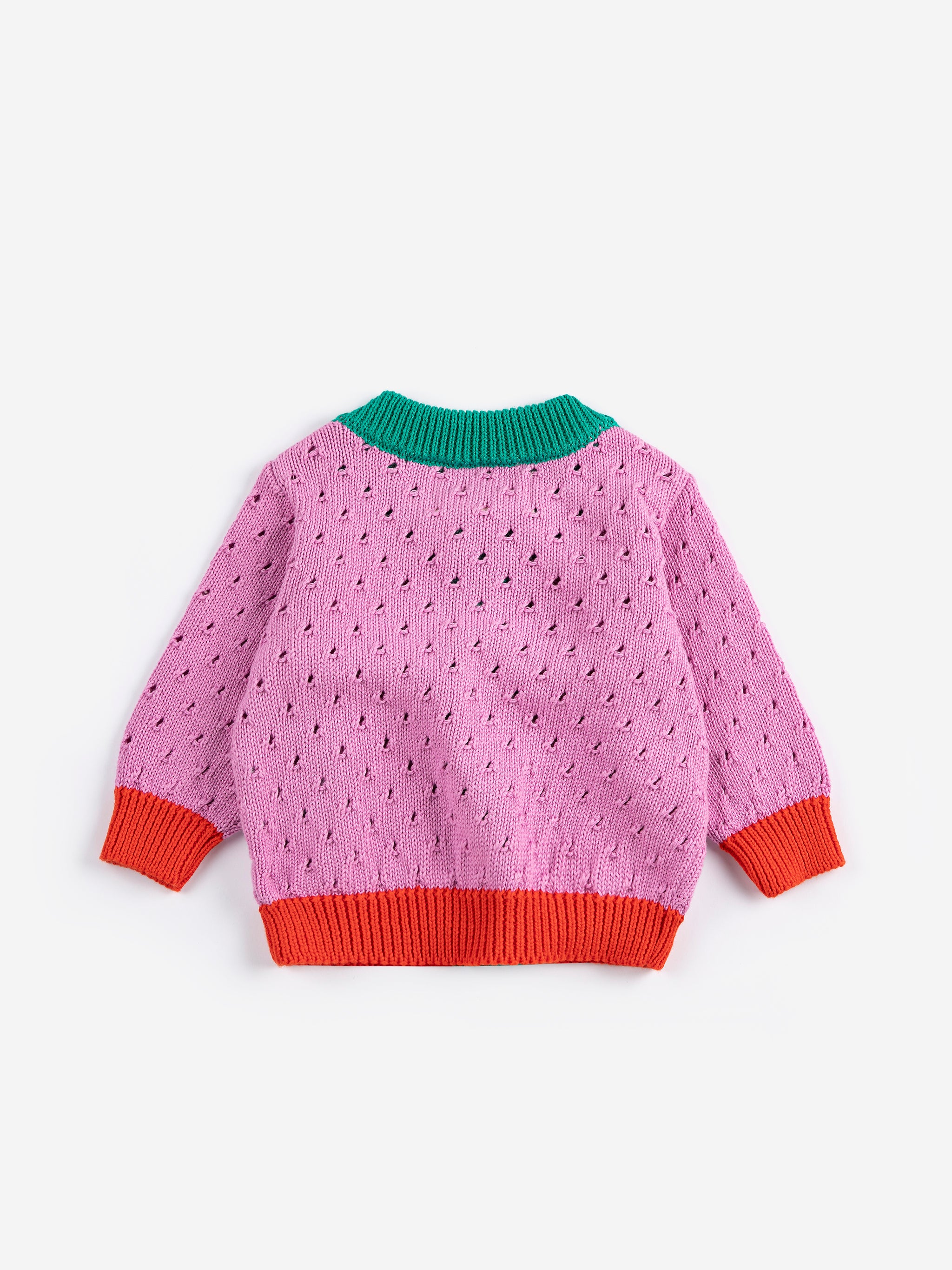 Color Block Open Work Cardigan (Multicolor)