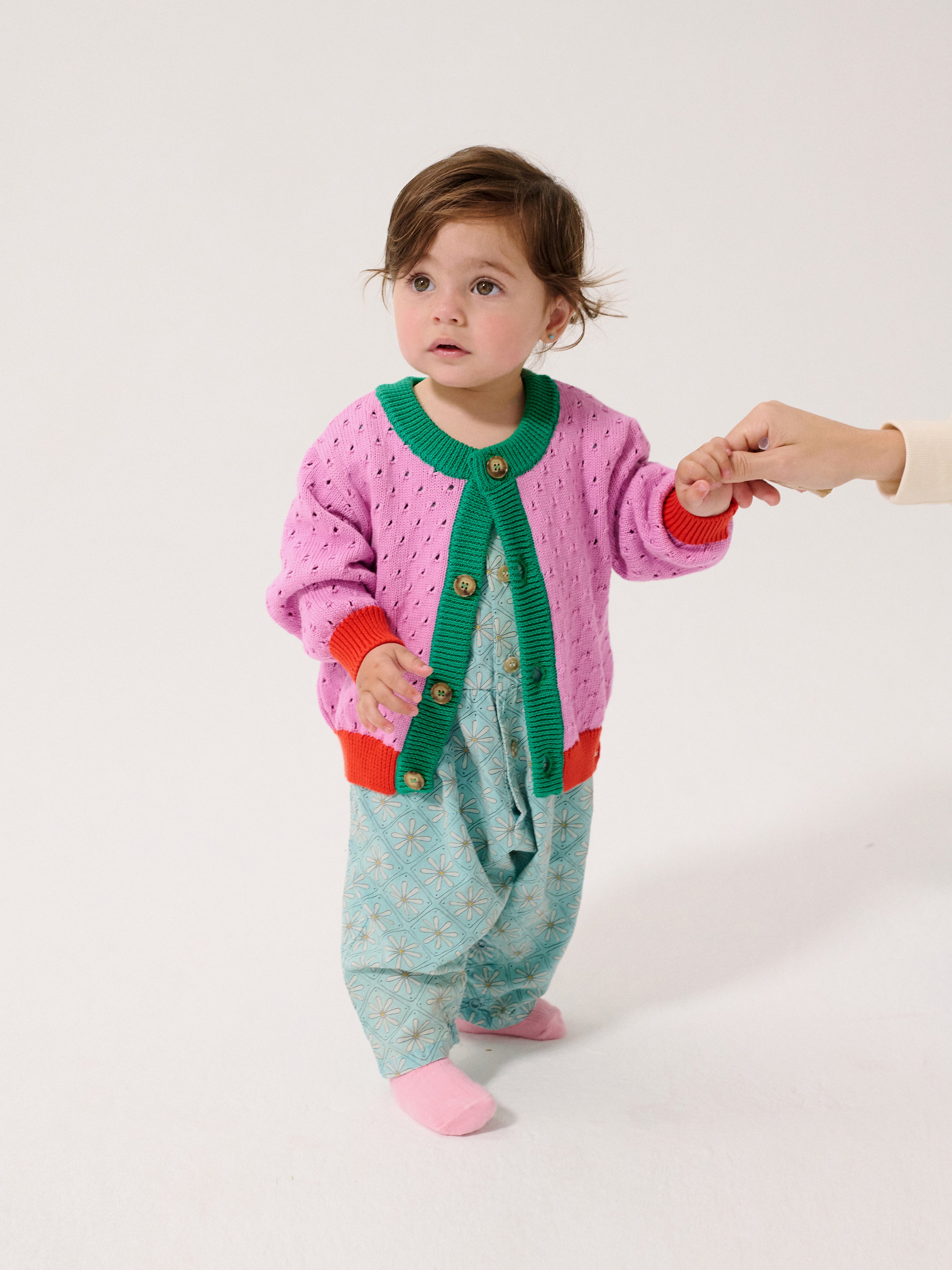 Color Block Open Work Cardigan (Multicolor)