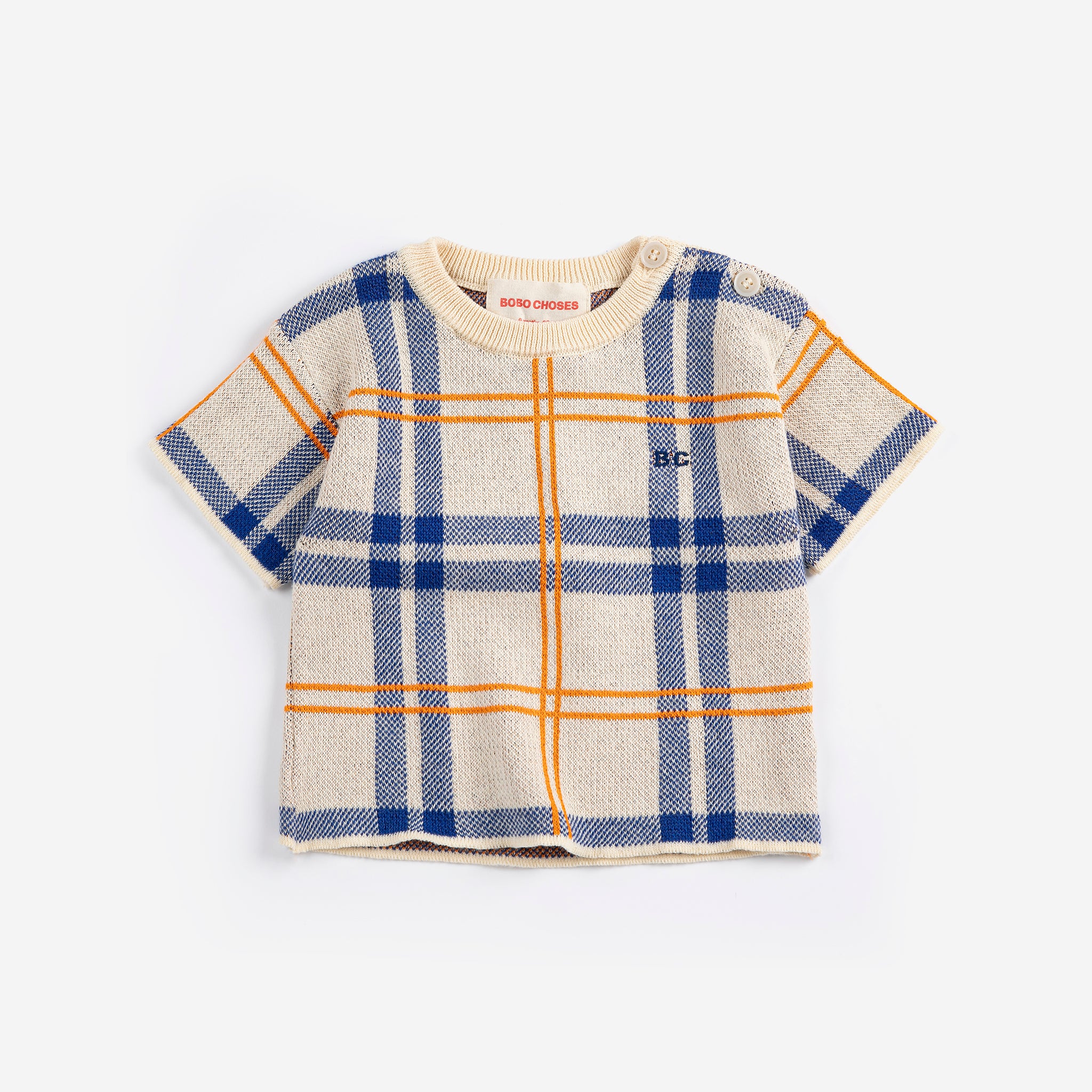 Fun Tartan Knitted T-Shirt (White)