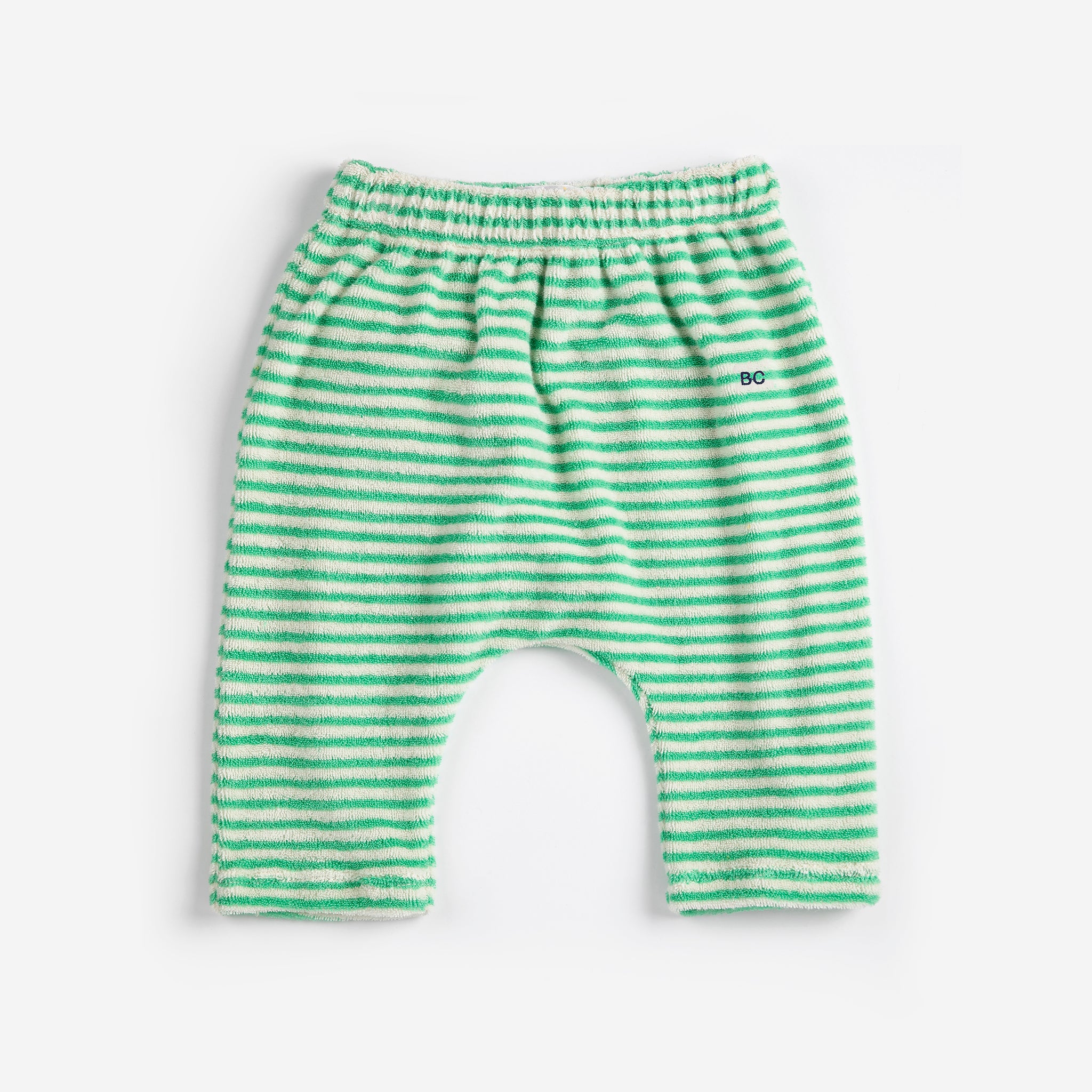 Stripes Terry Cloth Harem Pants (Green)