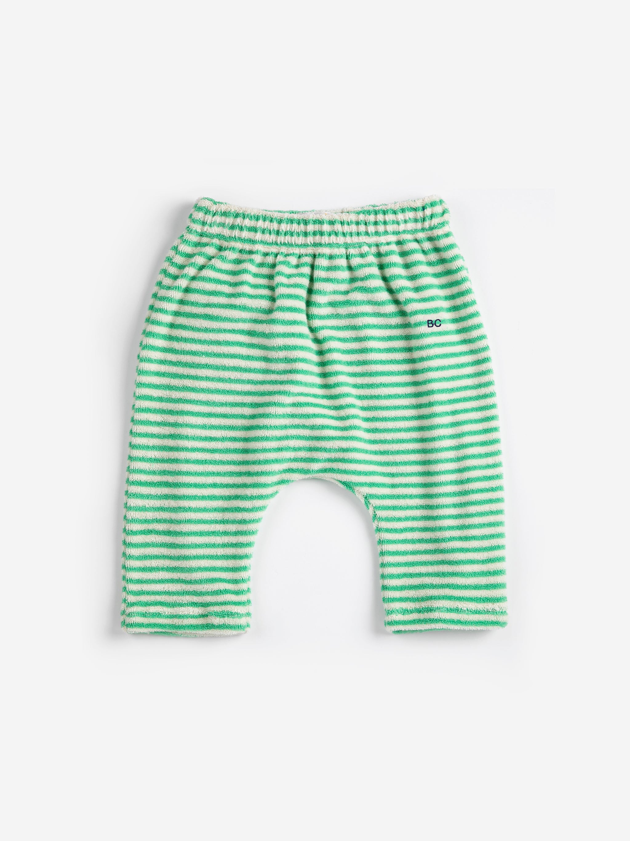 Stripes Terry Cloth Harem Pants (Green)