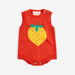 Pixel Strawberry Knitted Romper (Red)