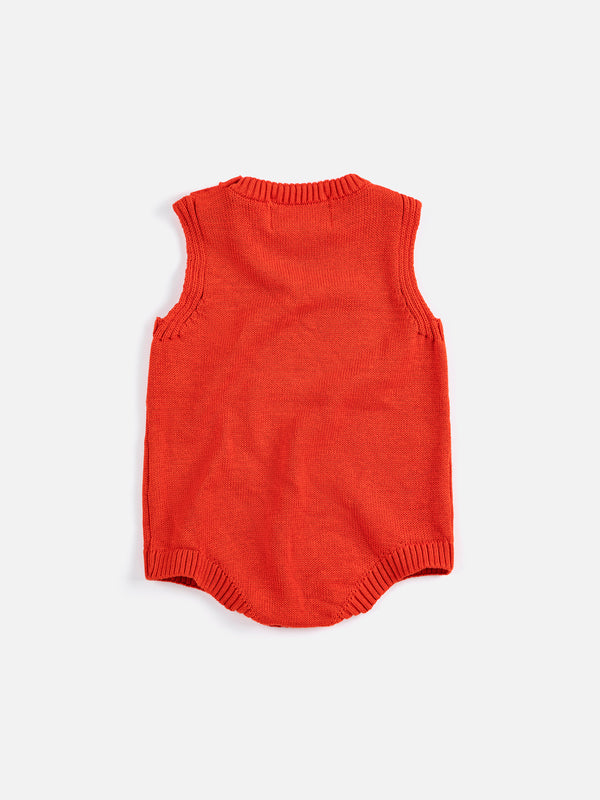 Pixel Strawberry Knitted Romper (Red)