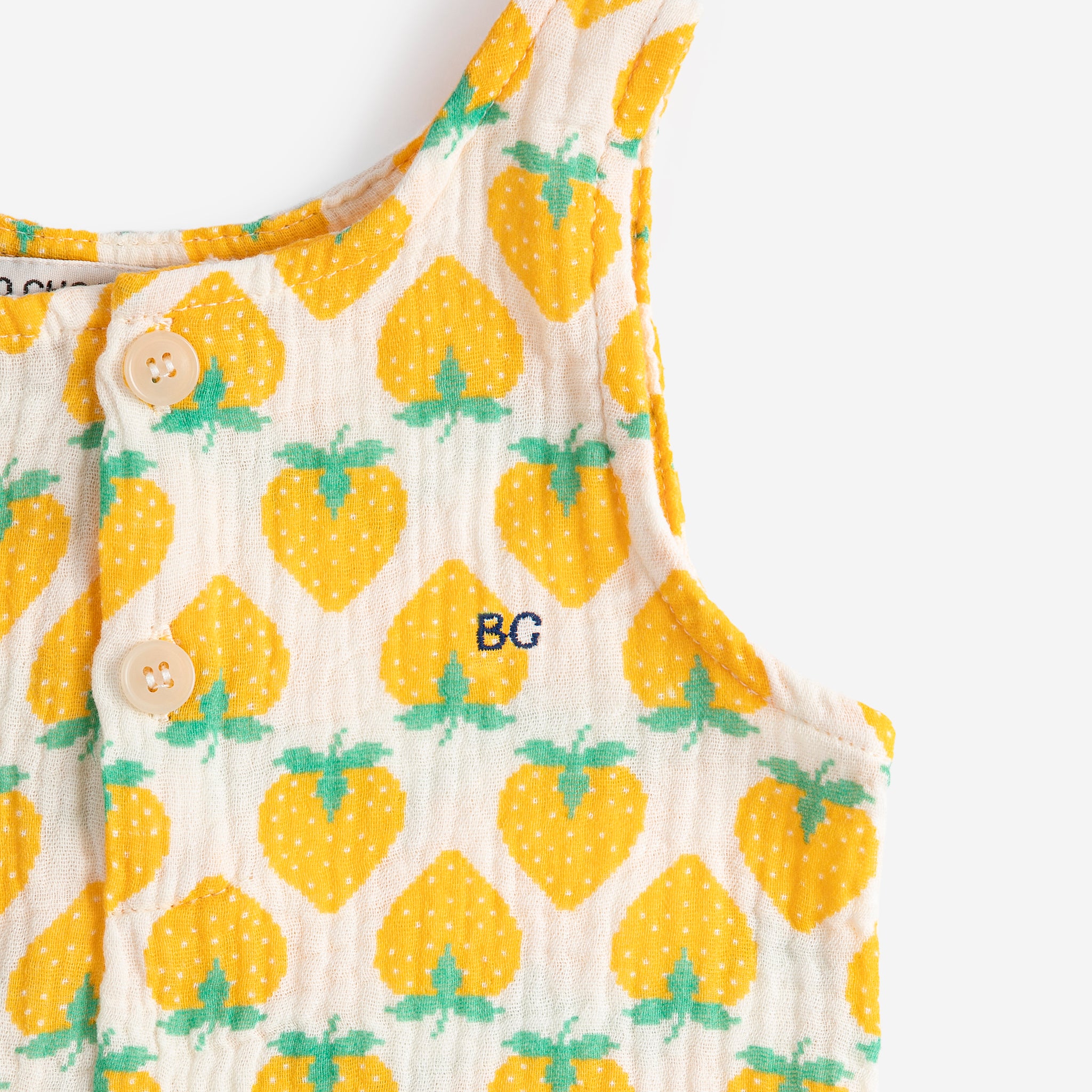 Strawberry All Over Woven Playsuit (White)